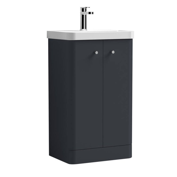 Nuie Core Soft Black 500mm Floor Standing 2 Door Vanity Unit