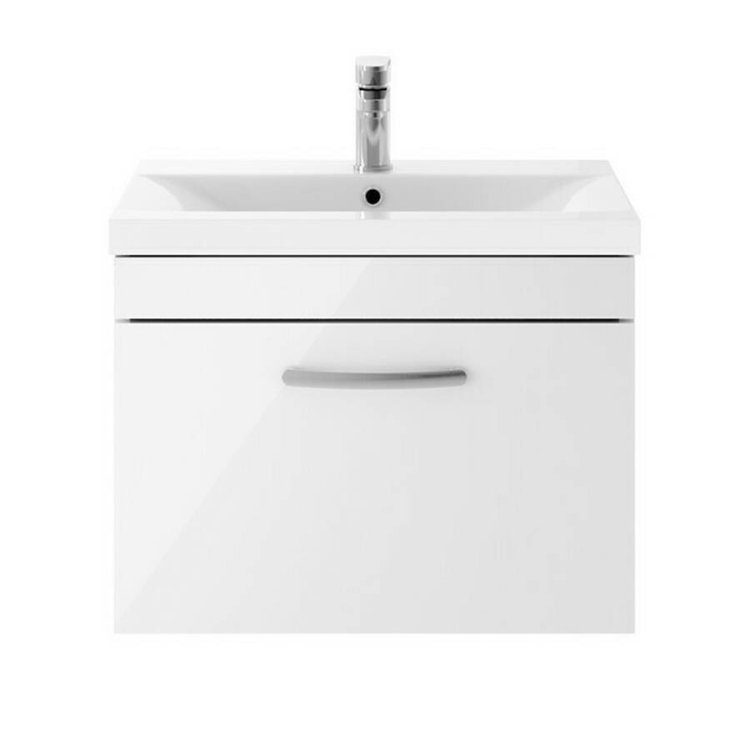 Nuie Athena White 600mm Wall Hung 1 Drawer Vanity Unit