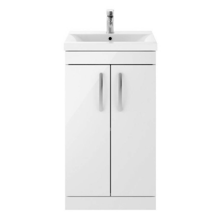 Nuie Athena White 500mm Floor Standing 2 Door Vanity Unit