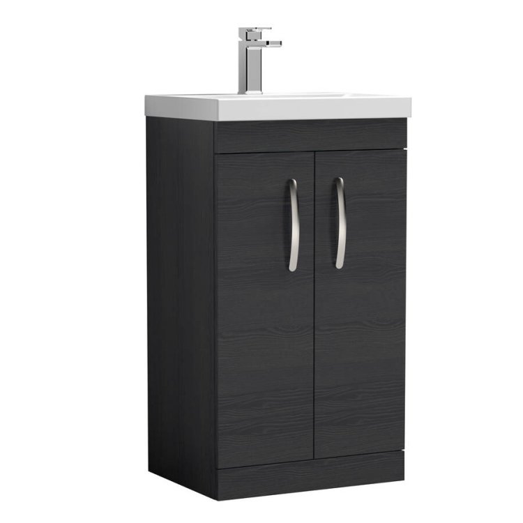 Nuie Athena Black 500mm Floor Standing 2 Door Vanity Unit