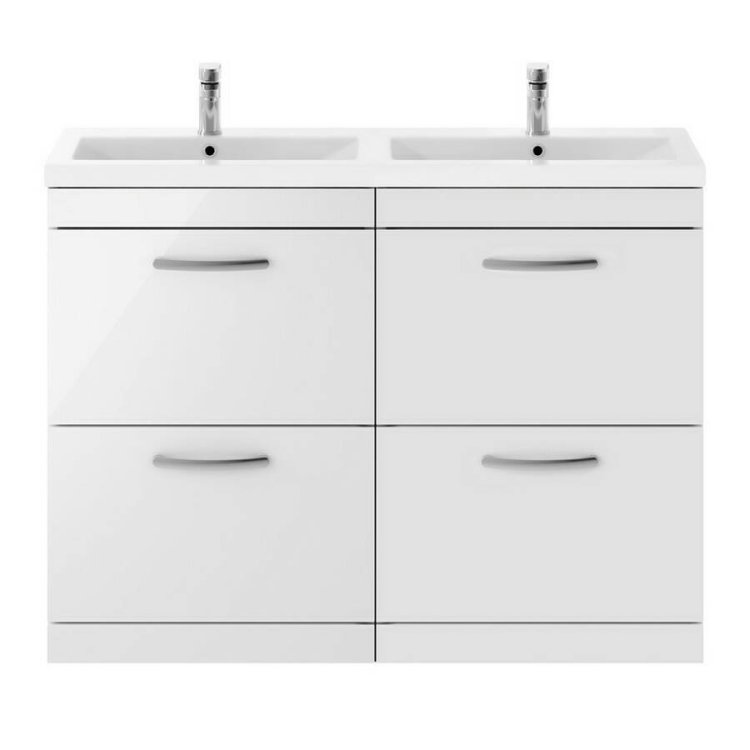 Nuie Athena White 1200mm Floor Standing 4 Drawer Vanity Unit