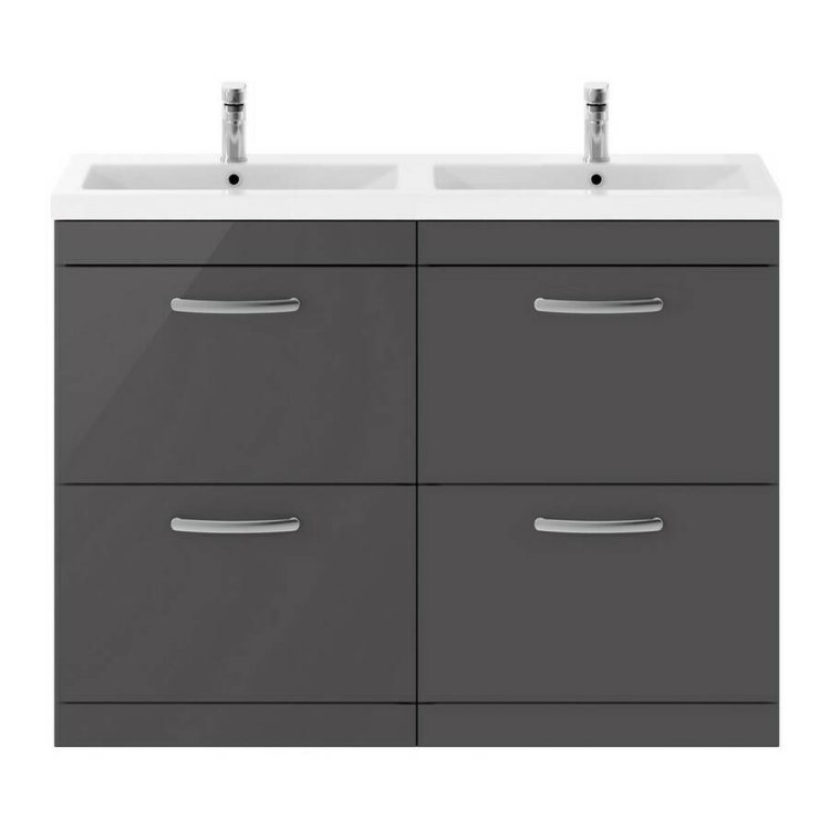 Nuie Athena Grey 1200mm Floor Standing 4 Drawer Vanity Unit