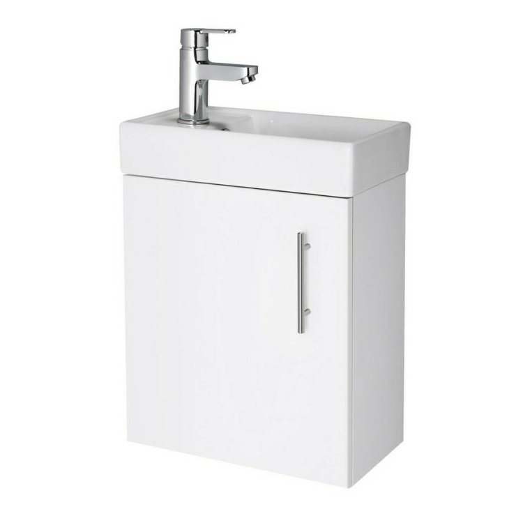 Nuie Vault White 400mm Compact Wall Hung 1 Door Vanity Unit