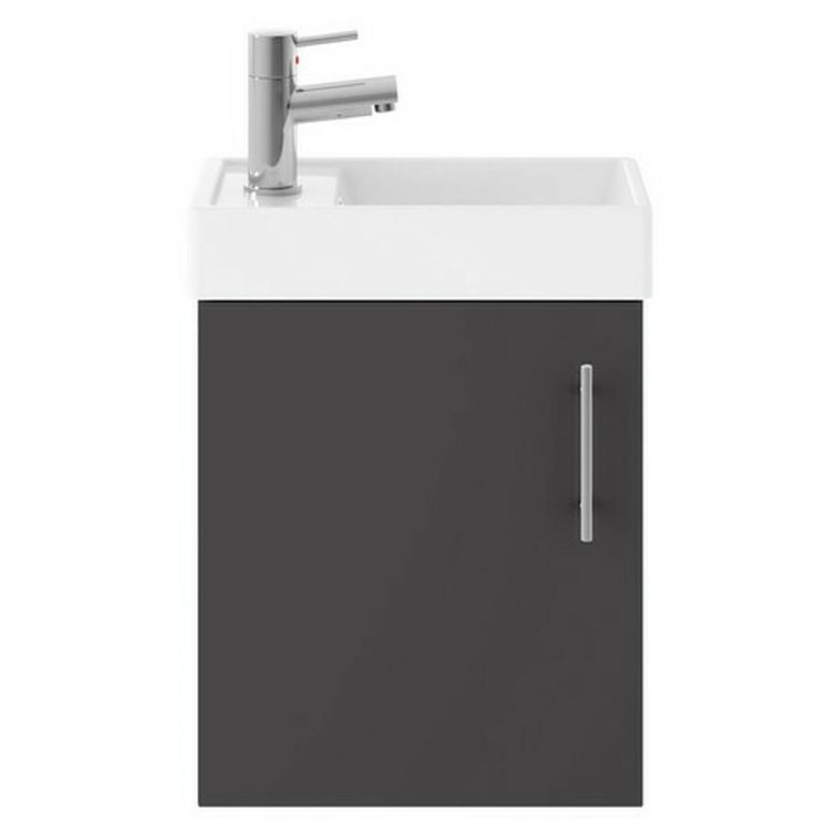 Nuie Vault Grey 400mm Compact Wall Hung 1 Door Vanity Unit