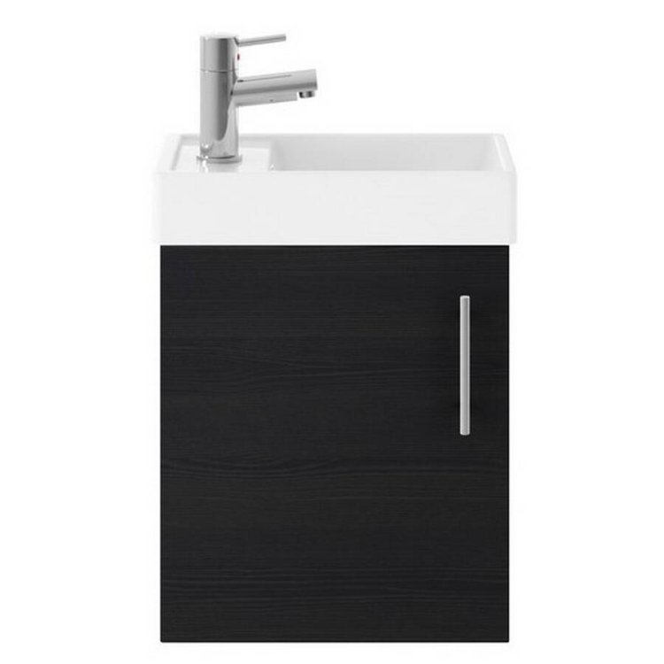 Nuie Vault Black 400mm Compact Wall Hung 1 Door Vanity Unit