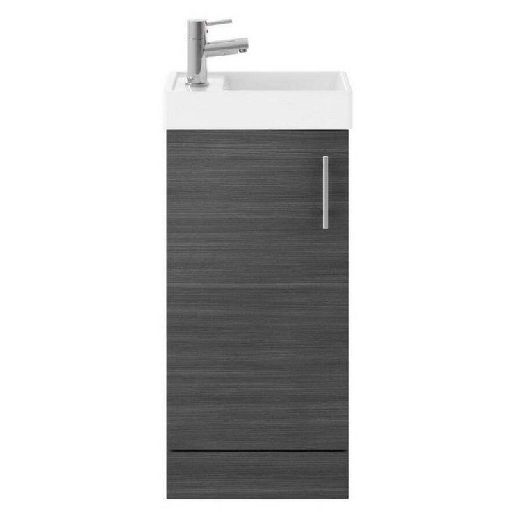 Nuie Vault Anthracite 400mm Compact Floor Standing 1 Door Vanity Unit