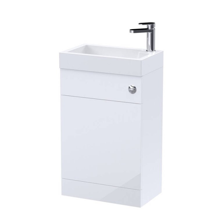 Nuie Athena 2 in 1 White 500mm Slimline WC and Vanity Unit