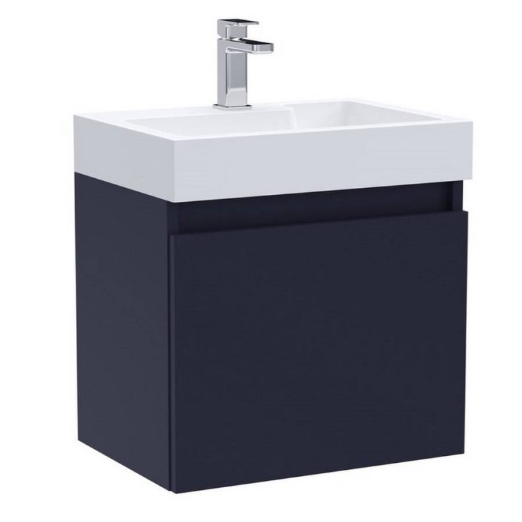 Nuie Merit Blue 500mm Wall Hung 1 Drawer Vanity Unit