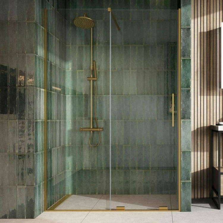 Scudo S8 Momentum 1600mm Sliding Wetroom Panel Brushed Brass