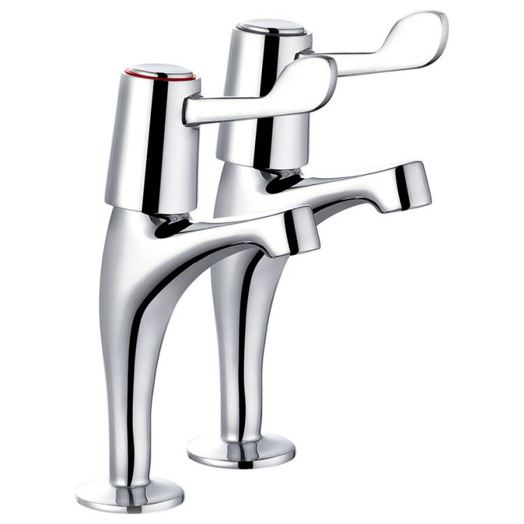 Trisen Chrome Lever Pillar Basin Taps