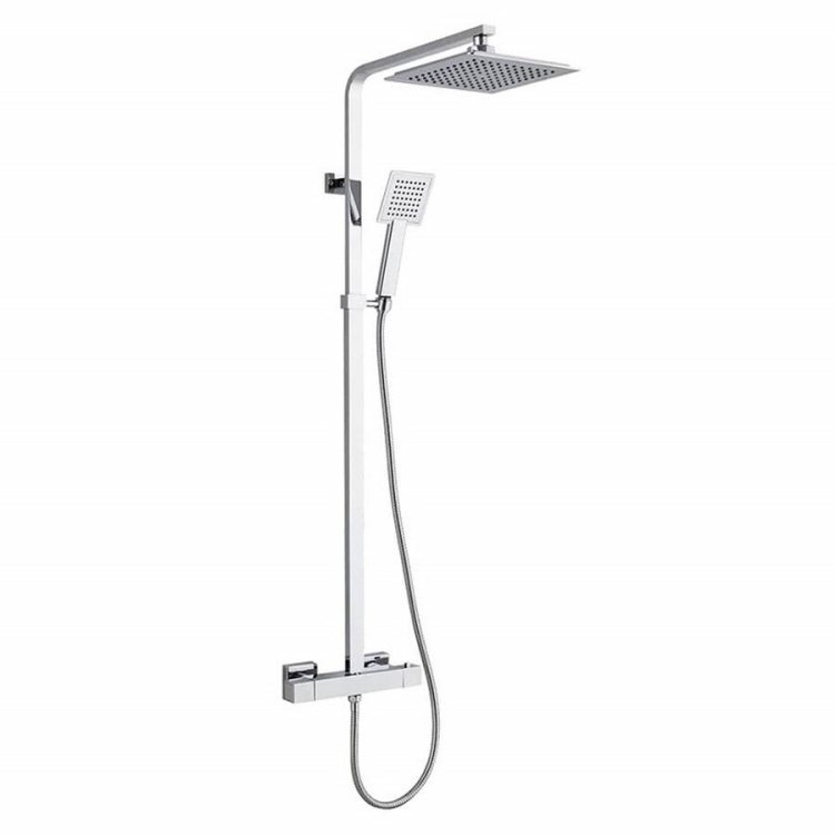 Trisen Zacha Chrome Square Exposed Thermostatic Shower