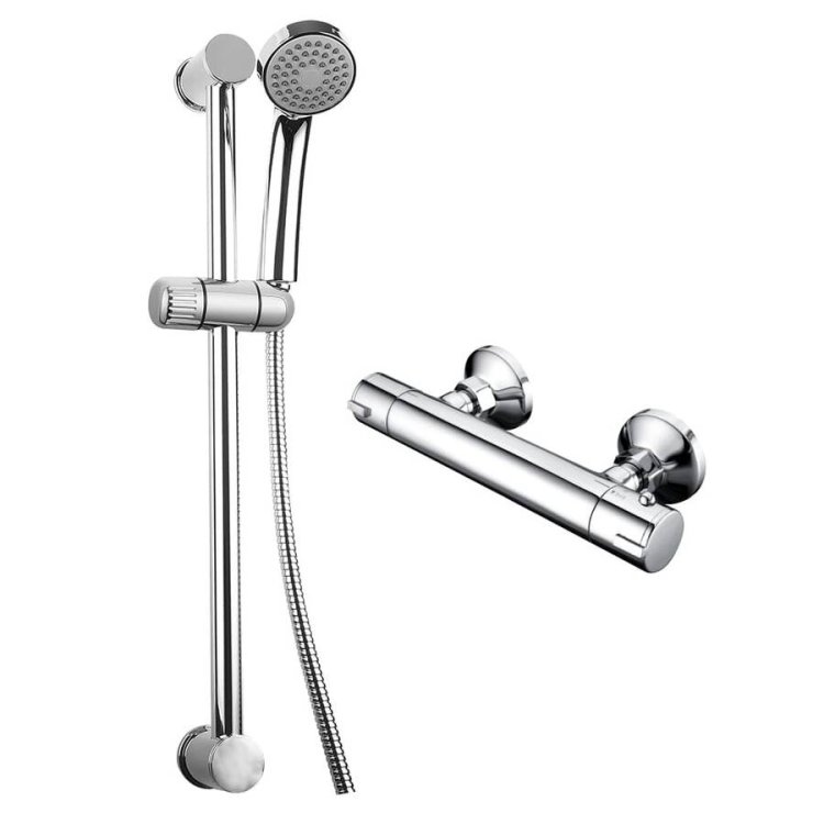 Trisen Sharo Chrome Exposed Round Bar Valve Shower