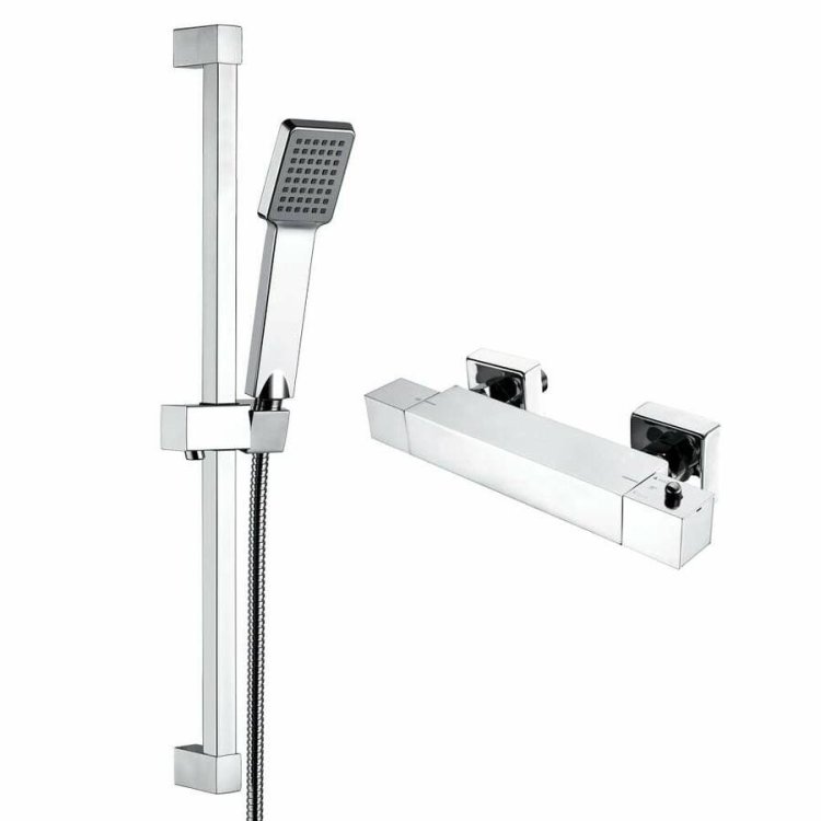 Trisen Piron Chrome Exposed Square Bar Valve Shower