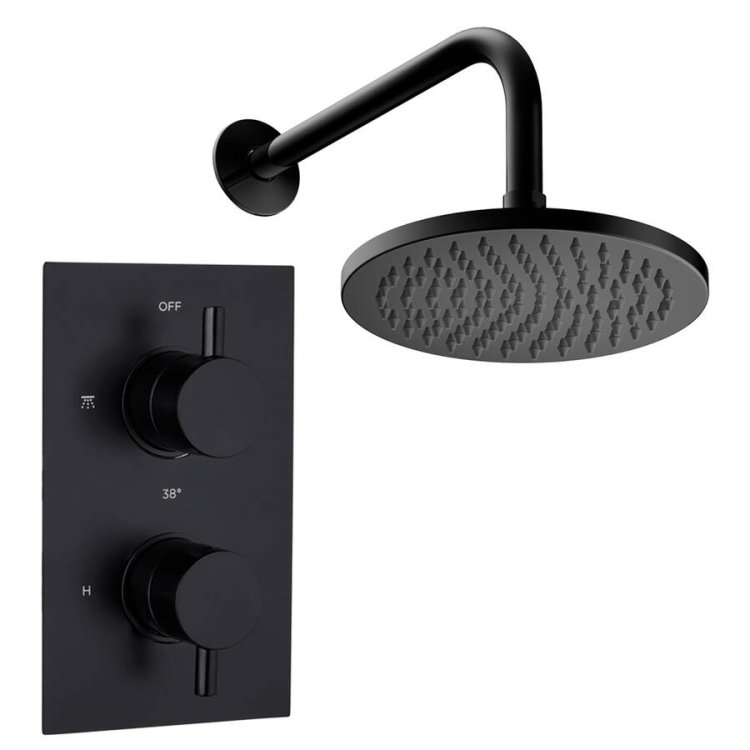 Trisen Curc Black Concealed Thermostatic Shower Set