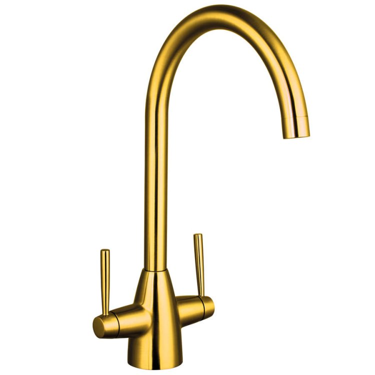 Trisen Roune Brushed Gold Two Handle Kitchen Mixer