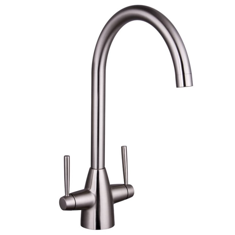 Trisen Roune Brushed Nickel Two Handle Kitchen Mixer