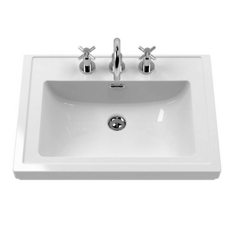 Nuie 600mm Classic 3TH Fireclay Furniture Basin