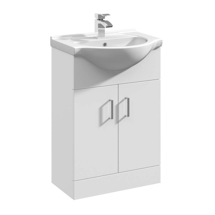 Nuie Mayford White 550mm Floor Standing 2 Door Vanity Unit