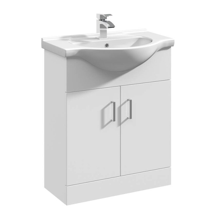 Nuie Mayford White 650mm Floor Standing 2 Door Vanity Unit