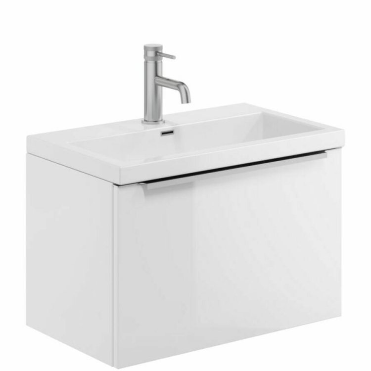 Scudo Muro Plus 600mm Gloss White Wall Mounted Vanity Unit and Basin