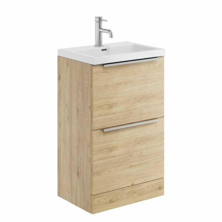 Scudo Muro Plus 500mm Davos Oak Floorstanding Vanity Unit and Basin