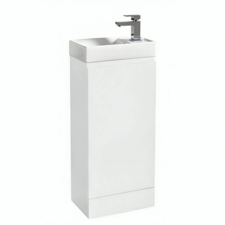 Scudo Waterguard 400mm Gloss White Floorstanding Cloakroom Vanity Unit