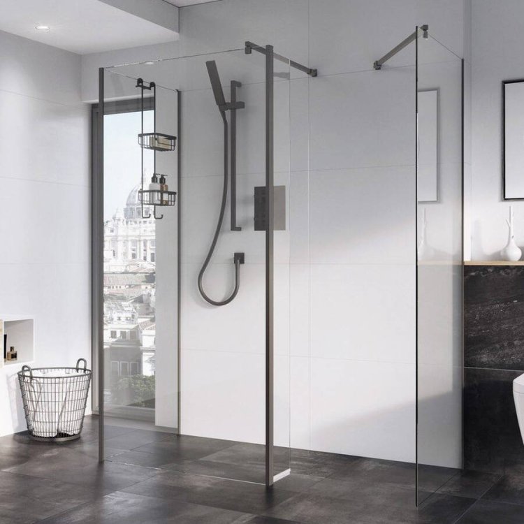 Roman Haven 10mm Select 400mm Wetroom Corner Panel Gunmetal