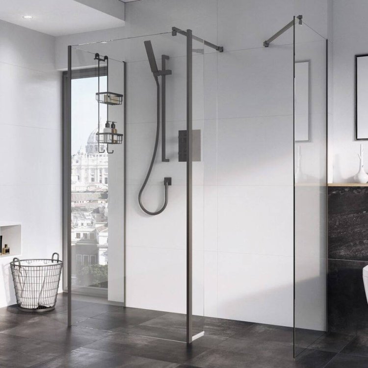 Roman Haven 8mm Select 1200mm Wetroom Corner Panel Gunmetal