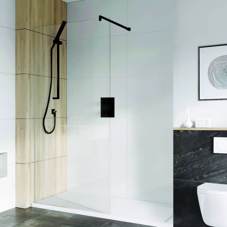 Roman Haven 10mm Select 800mm Wetroom Corner Panel Black