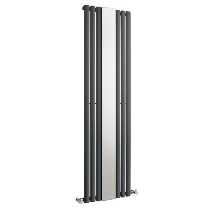 Nuie Revive Anthracite 1800 x 499mm Vertical Single Panel Radiator with Mirror