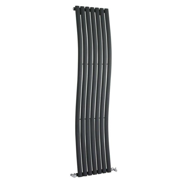 Nuie Revive Wave Anthracite 1785 x 413mm Vertical Single Panel Radiator