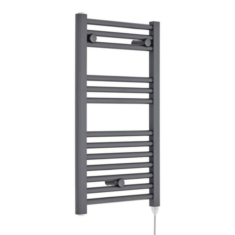 Nuie Electric Anthracite 720 x 400mm Round Ladder Towel Rail