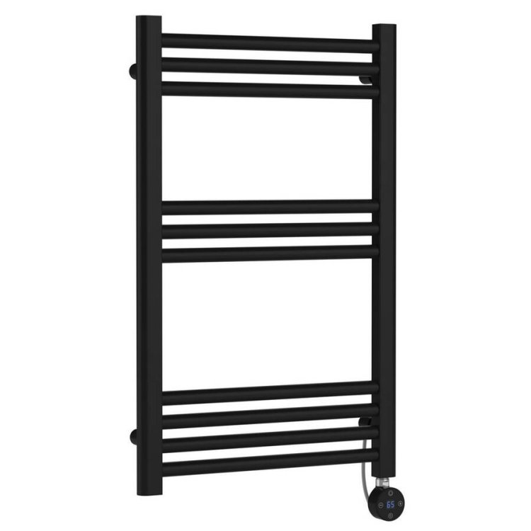 Nuie Electric Black 800 x 500mm Round Ladder Towel Rail