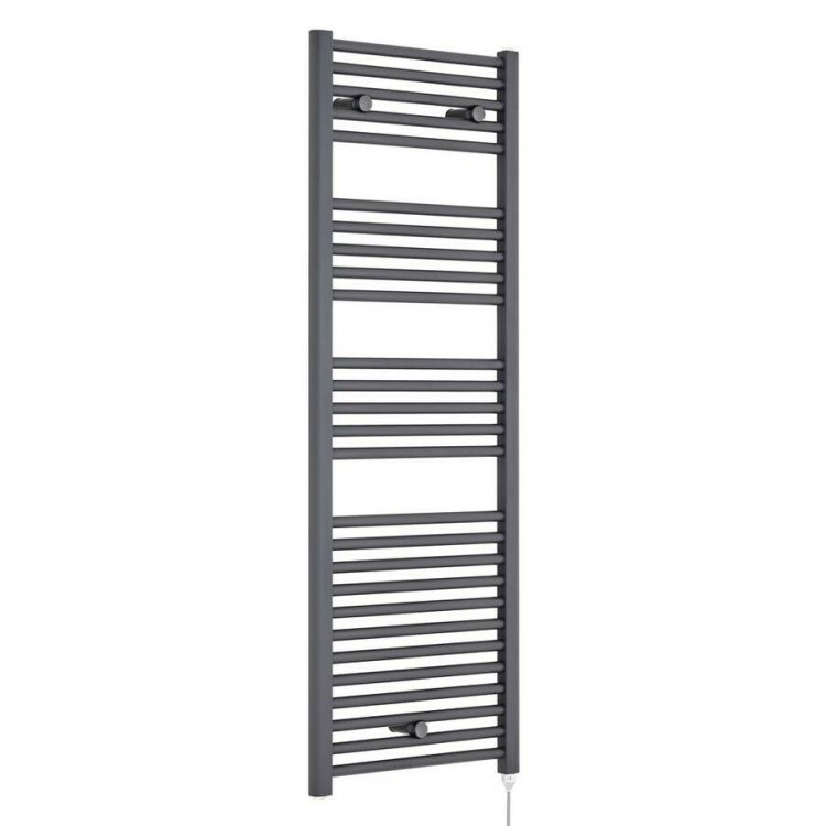 Nuie Electric Anthracite 1375 x 480mm Round Ladder Towel Rail