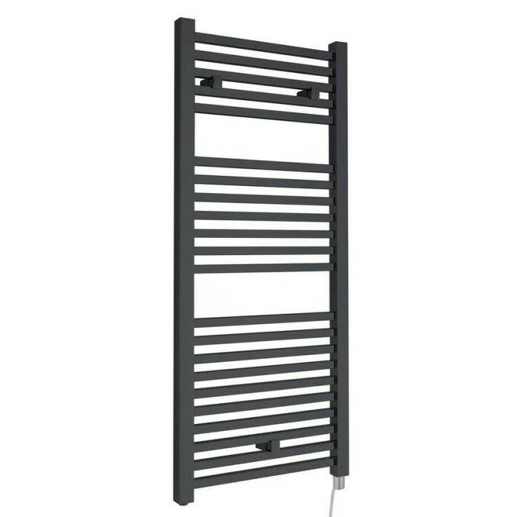 Nuie Electric Anthracite 1100 x 500mm Square Ladder Towel Rail