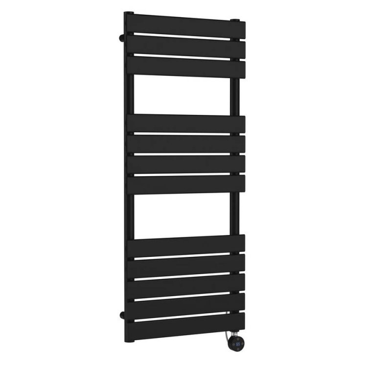 Nuie Electric Black 1213 x 500mm Square Flat Towel Rail