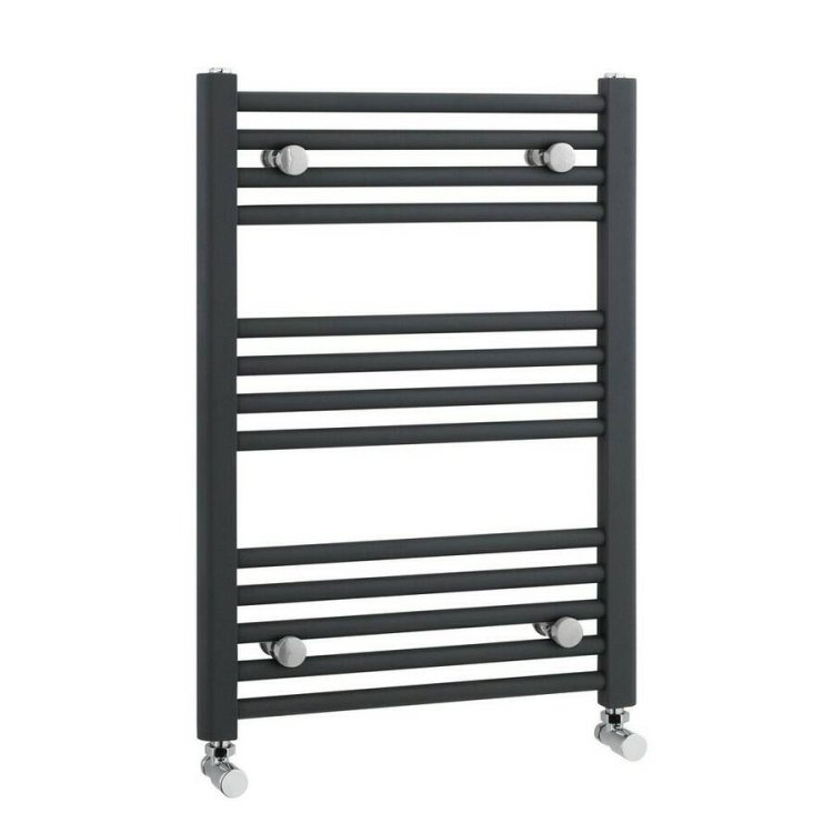 Nuie Crescent Anthracite 700 x 500mm Straight Ladder Towel Rail