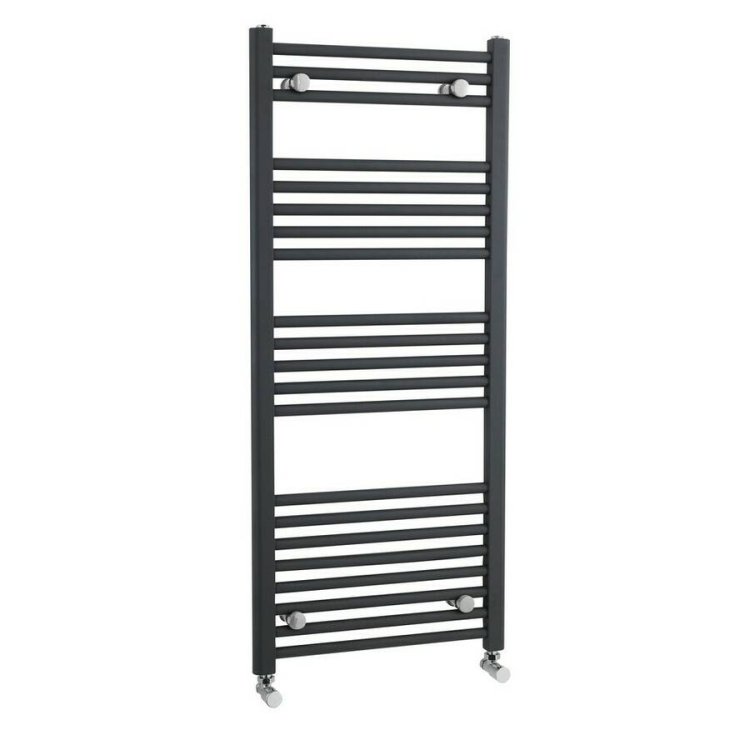 Nuie Crescent Anthracite 1150 x 500mm Straight Ladder Towel Rail