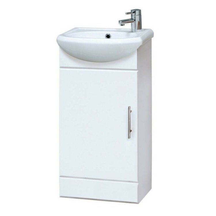 Nuie Mayford White 400mm Floor Standing One Door Cloakroom Vanity Unit