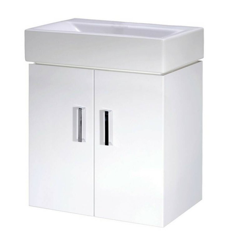 Nuie Mayford White 450mm Wall Hung Two Door Vanity Unit