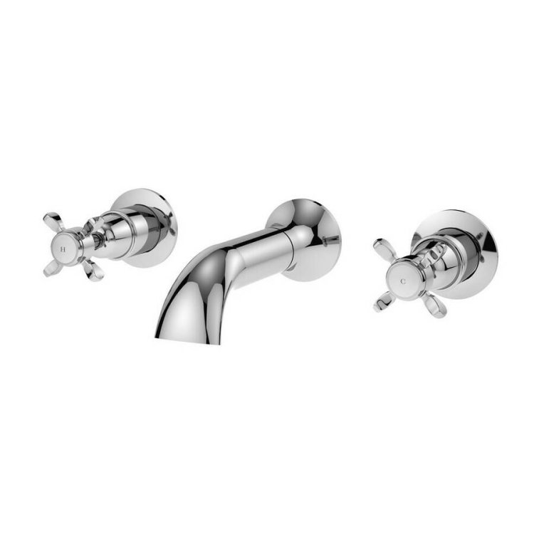 Nuie Selby Chrome Traditional 3TH Wall Bath Filler