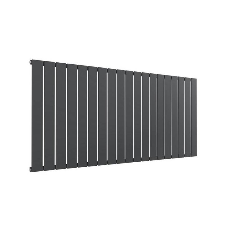 Reina Flat Horizontal Anthracite Mild Steel Designer Single Radiator 600 x 1402mm