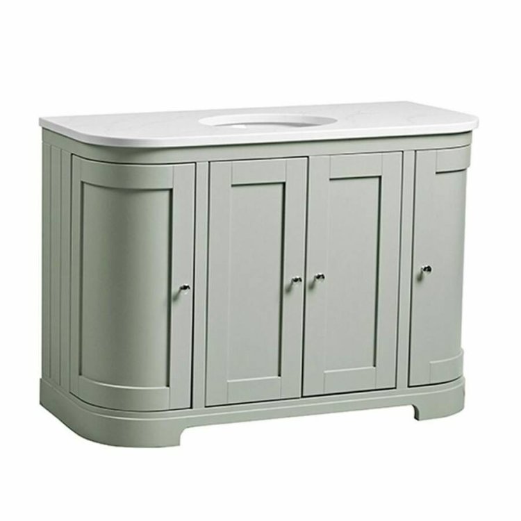 Tavistock Lansdown 1200mm Pebble Grey Curved Underslung One Basin Vanity Unit