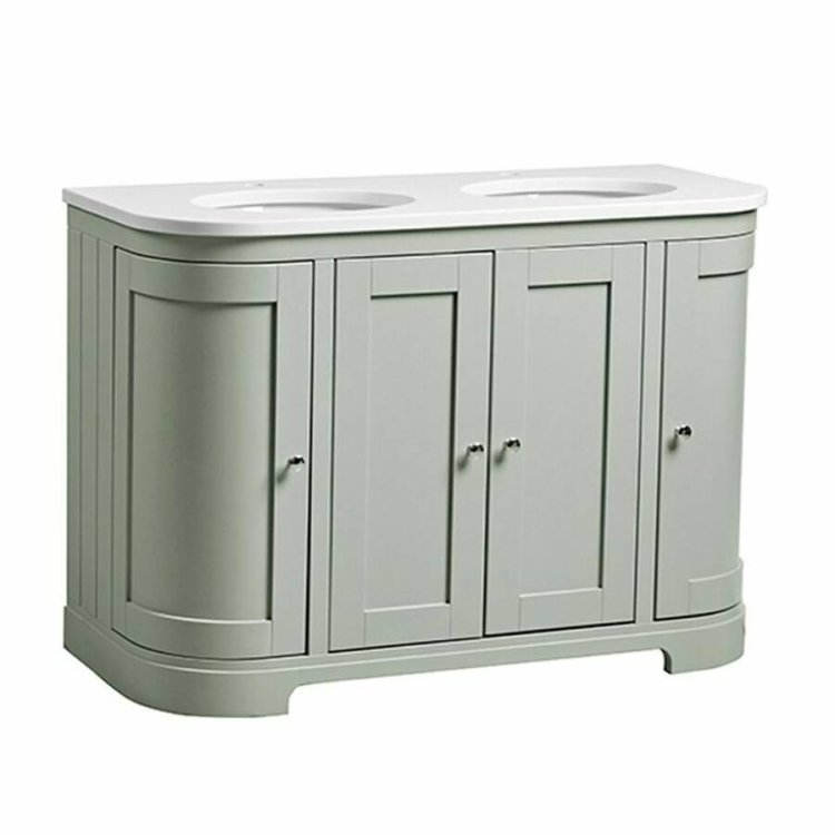 Tavistock Lansdown 1200mm Pebble Grey Curved Underslung Two Basin Vanity Unit