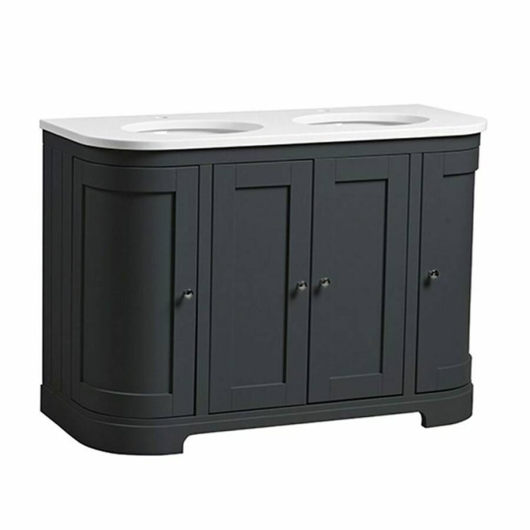 Tavistock Lansdown 1200mm Matt Dark Grey Curved Underslung Two Basin Vanity Unit