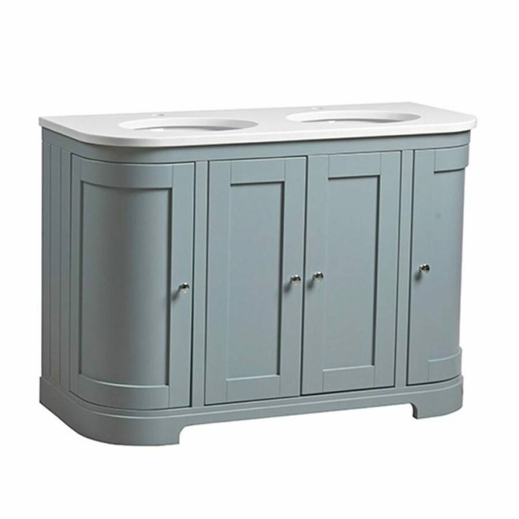 Tavistock Lansdown 1200mm Mineral Blue Curved Underslung Two Basin Vanity Unit