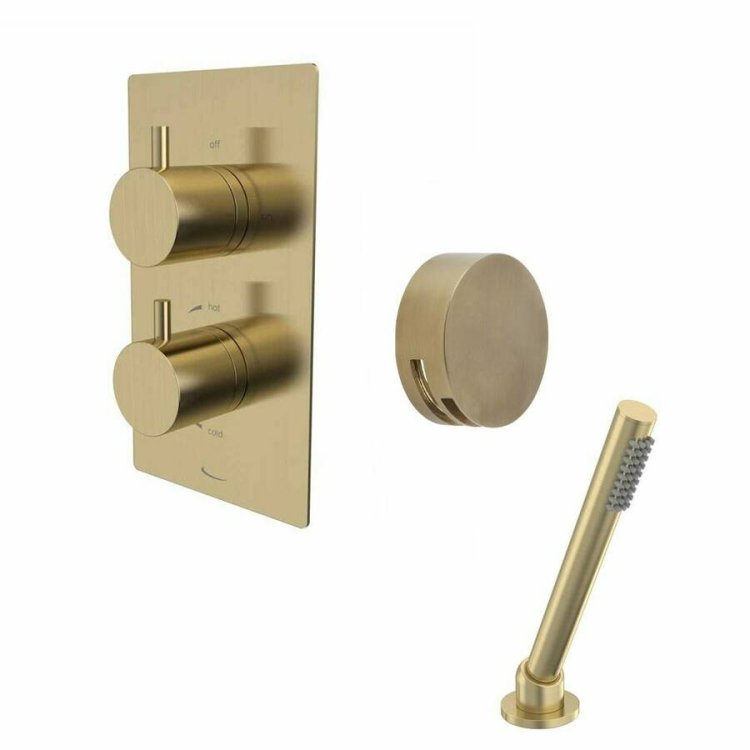 Tavistock Quantum Brushed Brass Dual Function Bath Filler and Handset