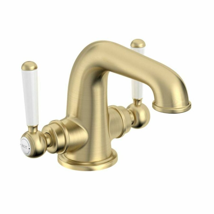 Tavistock Lansdown Brushed Brass Basin Mixer with Click Waste