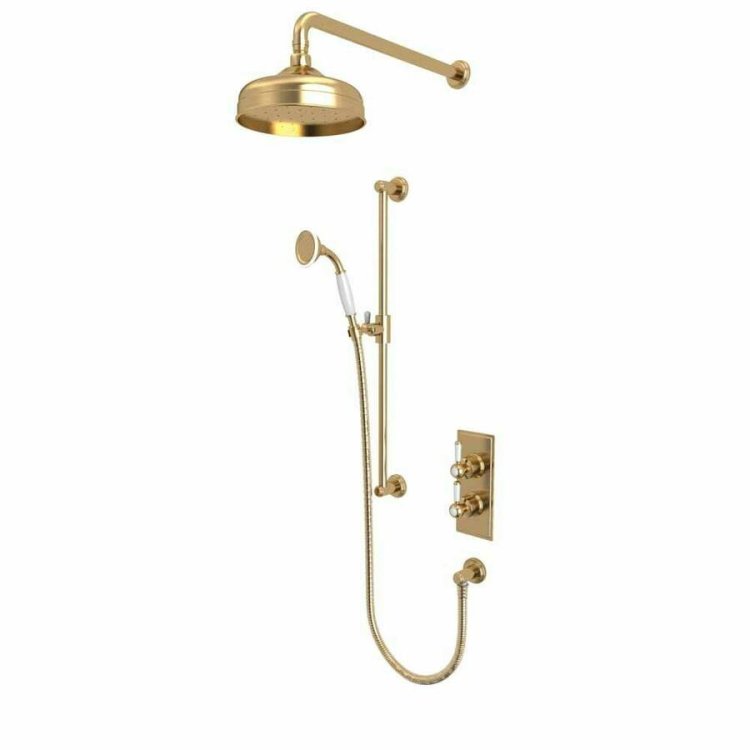 Tavistock Lansdown Brass Dual Function Shower System with Riser Kit and Overhead Shower 