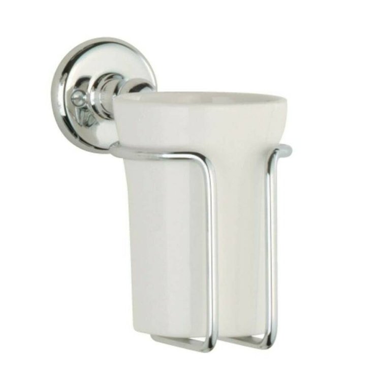 Tavistock Traditional Chrome and Ceramic Toothbrush Holder